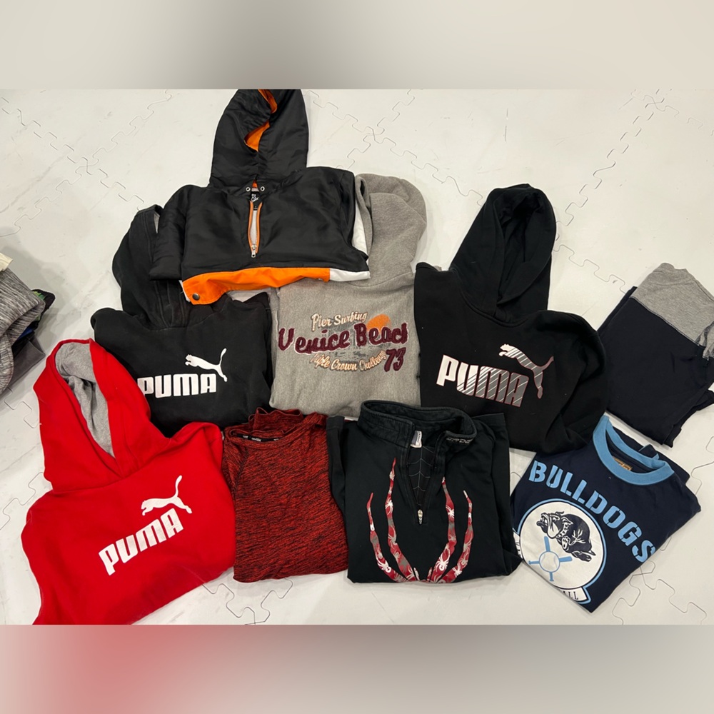 Large bundle lot of Puma Red, Black, and Gray Hoodie sweatshirts shirts